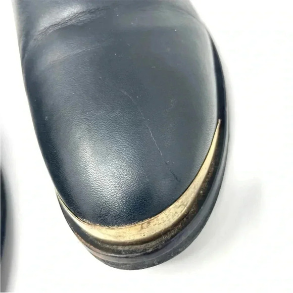 KG Kurt Geiger - Black Leather Moto Boots with Front Gold Caps - Picture 6 of 10